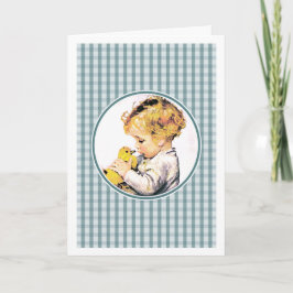 Baby First Påsk. Vintage Baby med ankling Helgkort