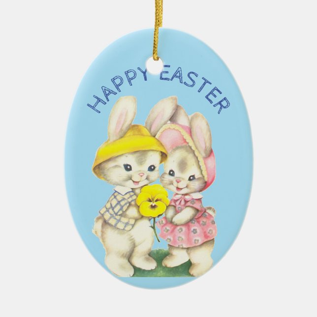 Baby First Påsk Vintage Personlig Påsk Julgransprydnad Keramik (Framsidan)