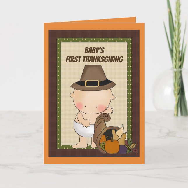 Baby First Thanksgiving add message Kort (Framsida)