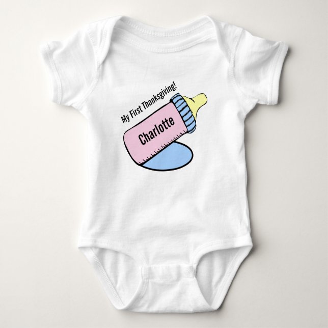 Baby First Thanksgiving Baby Flaska T Shirt (Framsida)