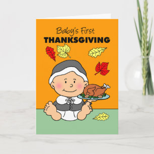 Baby First Thanksgiving Girl Pilgrim Kort