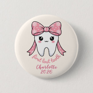 Baby First Tooth Pink Bow Milestone Kawaii Tooth Knapp