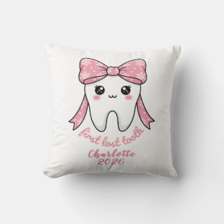 Baby First Tooth Pink Bow Milestone Kawaii Tooth Kudde