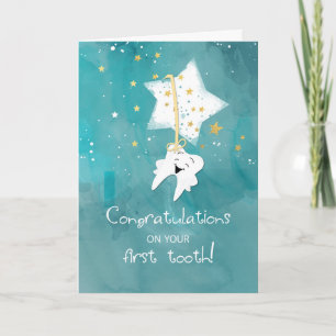 Baby First Tooth Stars på Night Grattiss Kort