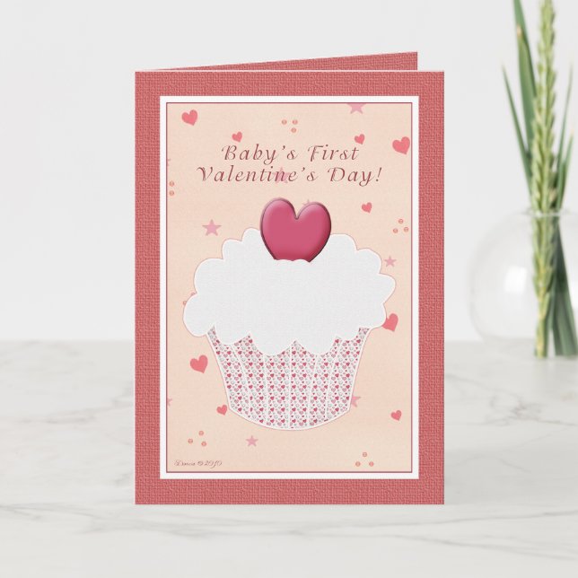 Baby First Valentine Day - Heart Cupcoa Helgkort (Framsida)