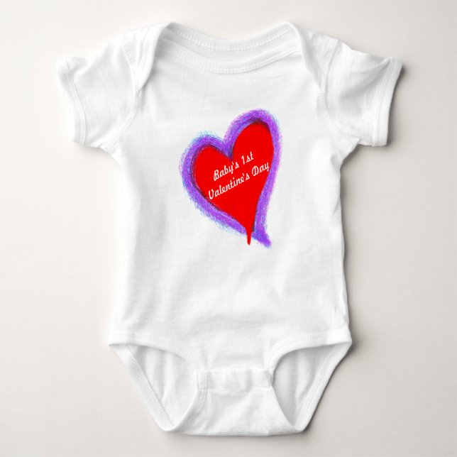 Baby First Valentine Day Red Dubbla Heart Tee (Framsida)