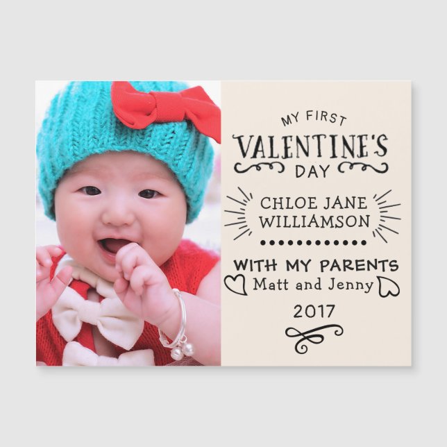 Baby First Valentine Magnetic Photo Card (Framsida)