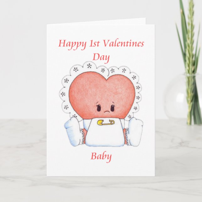 Baby First Valentines day Card (Blank - Girl) Helgkort (Framsida)