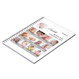 Baby First Year 12 Month Photo Collage  Milestone Anteckningsbok