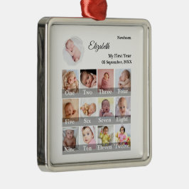 Baby First Year 12 Month Photo Collage  Milestone Julgransprydnad Metall