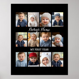 Baby First Year Collage change färg Poster