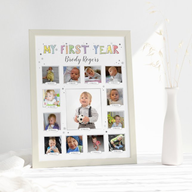 Baby First Year, Gender Neutral Keepsakus Collage Fototryck (Skapare uppladdad)