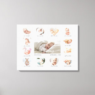 Baby First Year Heart Photo Keepsak Collage Canvastryck