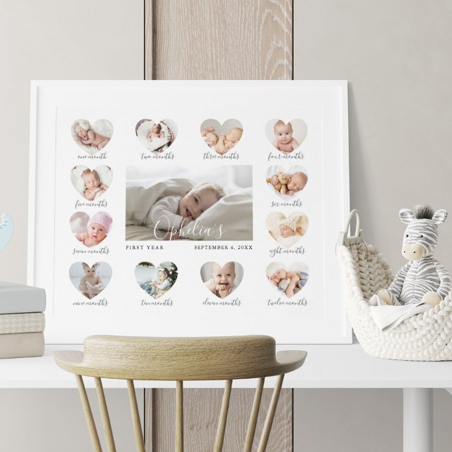 Baby First Year Heart Photo Keepsak Collage Poster (Skapare uppladdad)