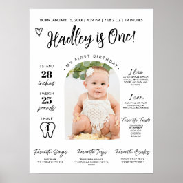 Baby First Year Milestone Board 1 Birthday Pho Poster