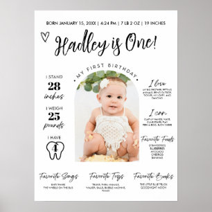 Baby First Year Milestone Board 1 Birthday Pho Poster
