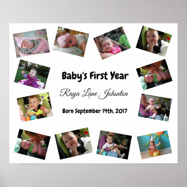Baby First Year Personlig Poster (Framsidan)