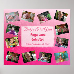 Baby First Year Personlig Poster