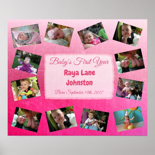 Baby First Year Personlig Poster (Framsidan)