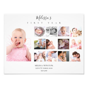 Baby First Year Photo Collage Keepsak Fototryck