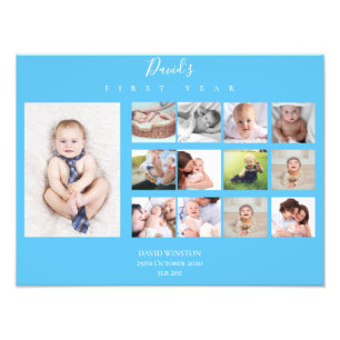 Baby First Year Photo Collage KeepsakBoy Fototryck