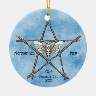 Baby First Yule Moth och Pentagram Julgransprydnad Keramik
