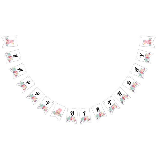 Baby Flamingo Grattis på födelsedagen Vimplar (Alla)