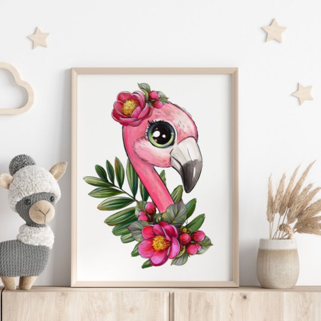 Baby Flamingo Rose Djur Poster | Väggutskrift (Skapare uppladdad)