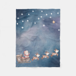 Baby Fleece Blanket w/Santa i sleigh