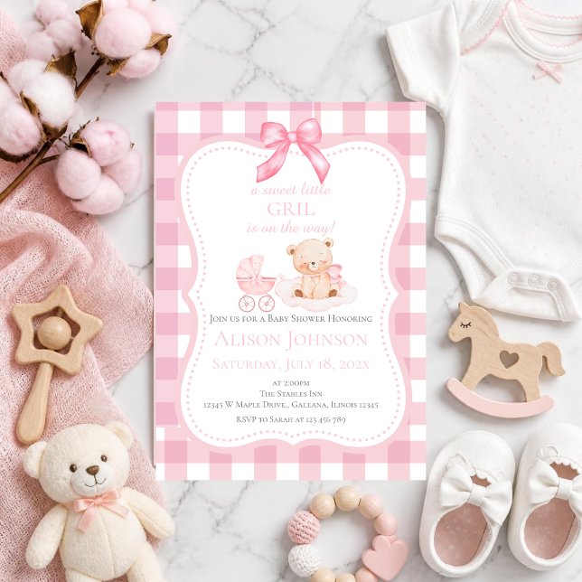 Baby Flicka Baby Shower Inbjudan  (Skapare uppladdad)