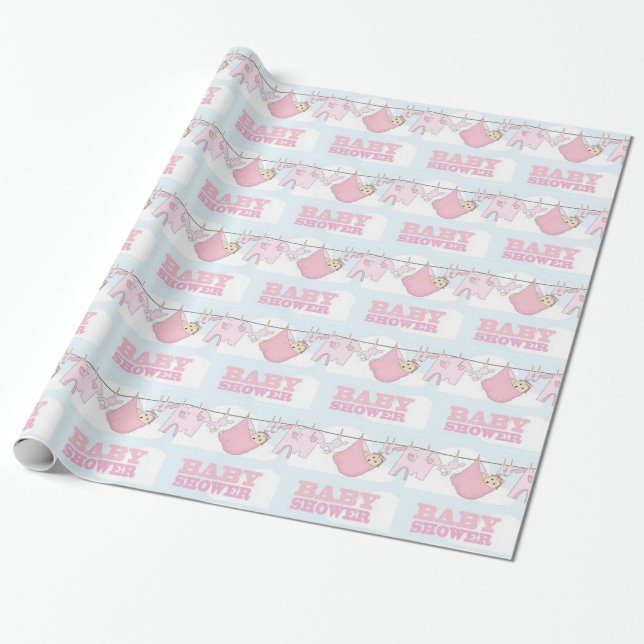 BABY Flicka PARTY FÖREMÅL DEKORATION Presentpapper (Utrullad)
