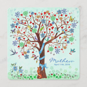 Baby Flower Livets träd Birth Announcement Boy Meddelande