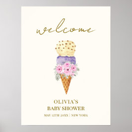 Baby Flower Scoop Ice Cream Baby Shower Välkommen Poster