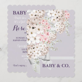 BABY Flowers & Lattice Firande Lavender Party Inbjudningar