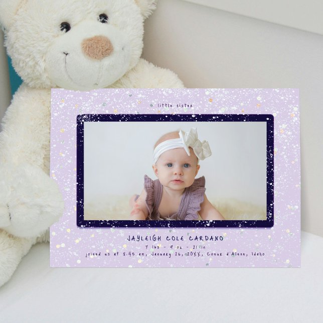 Baby Flurry | Vågräts födelsemeddelande Inbjudningar (Skapare uppladdad)