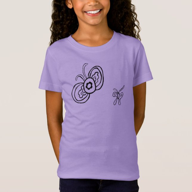 Baby Flutterfly B&W Doodle T-Shirt (Framsida)