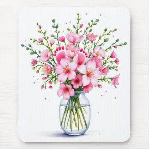 Baby föda i Rosa blomma Arrangemangt Musmatta