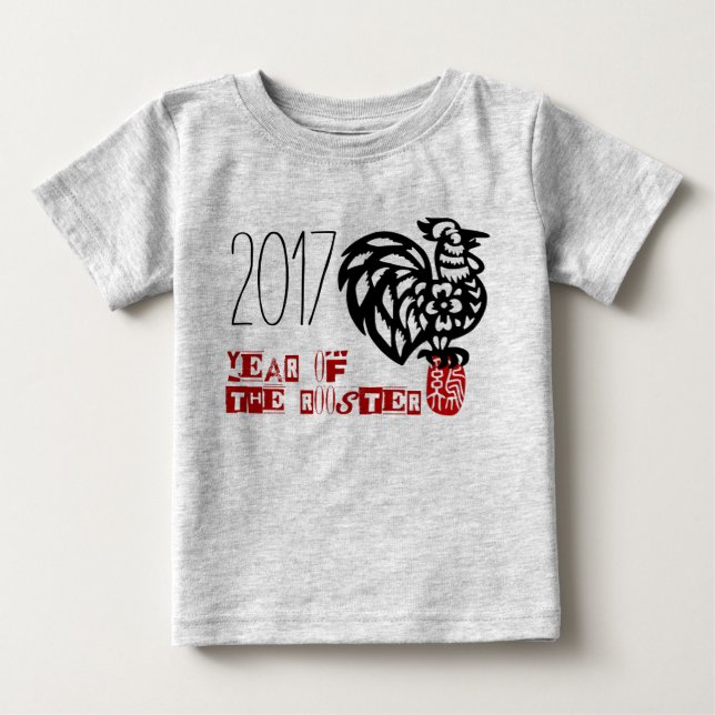 Baby, född i Tupp-årens Baby-kroppsdräkt T-shirt (Framsida)