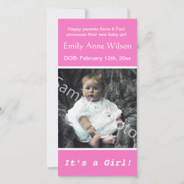 baby födelse, lägg till din fotorosa meddelande