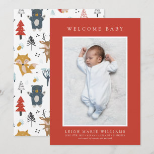 BABY FÖDELSEANNOUNCEMENT Woodland Animals