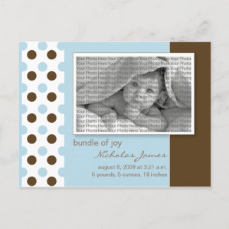 Baby födelsedag Baby blue Polka dots Meddelande Vykort