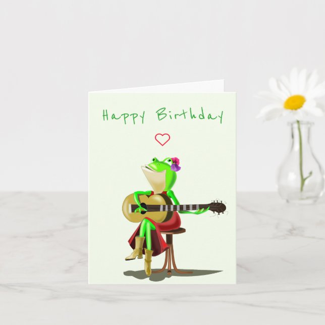 Baby-födelsedagskort Frog som spelar Guitar Kort (Liten växt)
