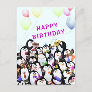 Baby-födelsedagskort Lycklig Penguins Party Vykort