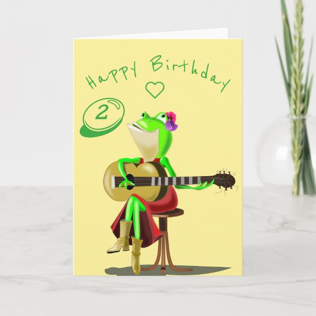 Baby-födelsedagskort med Guitar Player Frog Kort (Framsida)