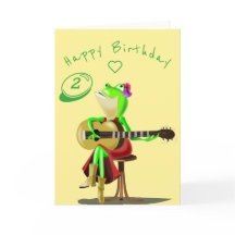 Baby-födelsedagskort med Guitar Player Frog
