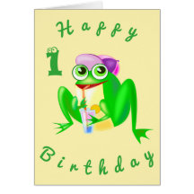 Baby-födelsedagskort Party Frog - Roligt