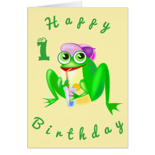 Baby-födelsedagskort Party Frog - Roligt Hälsningskort