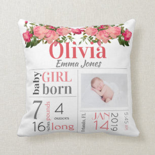 Baby födelseland, Rosa och persiko-Blommigt Kudde