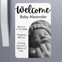 Baby födelsemeddelande - Arched Photo Magnet