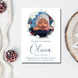 Baby födelsemeddelande Fotojul Julkort<br><div class="desc">Det finns ingen bättre tidpunkt att fira er dyrbara baby ankomst än under den förtjusande julhelgen. Vårt "Välkommen till världen" Photo jul-kort i Baby kombinerar säsongens värme med glädjen att presentera din lilla Helgdag för familj och vänner. Med ett cirkulärt fotoutrymme med en julkransdesign och det hjärtslitande budskapet "Välkommen till...</div>